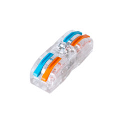 Alternative view of GLOBOSTAR® FAST-CONNECT 69907 Διπλή Κλέμα Ταχείας Σύνδεσης & Διακλάδωσης Καλωδίων - 2 x Είσοδοι & 2 x Έξοδοι με Συμβατή Διατομή Καλωδίων 0.08mm² έως 2.5mm² - 250V/4KV 32A Max IP20 - Διάφανο με Πορτοκαλί & Μπλε - Μ2 x Π4 x Υ1.5cm - Πακέτο 5 Τεμαχίων