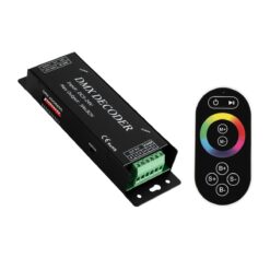 GLOBOSTAR® RGBCONTROLLER 73412 DMX Dimmer / Controller με RF Ασύρματο Χειριστήριο με 3 x 15A 75W Κανάλια DC 5-24V 15A 360W Max IP20 – DMX512 & RF2.4Ghz – Μ17.5 x Π3 x Υ3.5cm – 1 Χρόνος Εγγύηση