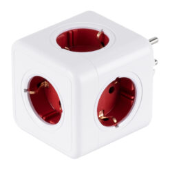 Alternative view of GLOBOSTAR® POWERCUBE 79628 Πολύπριζο 5 Θέσεων με 5 x EU Schuko Πρίζες Ασφαλείας Childproof AC 220-240V 3680W/16A Max Load IP20 - Λευκό & Κόκκινο - Μ7.5 x Π11.5 x Υ7.5cm