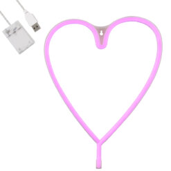 Alternative view of GloboStar® 78593 Φωτιστικό Ταμπέλα Φωτεινή Επιγραφή NEON LED Σήμανσης HEART LINE 5W με Καλώδιο Τροφοδοσίας USB - Μπαταρίας 3xAAA (Δεν Περιλαμβάνονται) - Ροζ