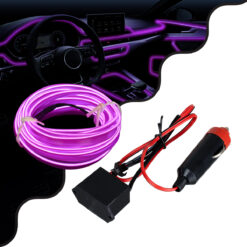 Alternative view of GloboStar® 82207 TUBE 360° Degree Διακοσμητική EL-Wire Neon Αυτοκινήτου Κορδόνι ΣΕΤ 3m 1W/3m 30lm/m 360° DC 12V με Βύσμα Αναπτήρα Αυτοκινήτου Αδιάβροχη IP68 Μωβ