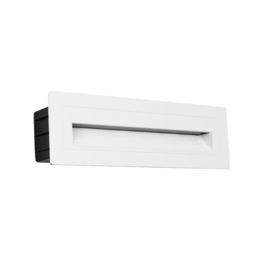 kelvo® STEPART KLV-101-0088 Χωνευτό Φωτιστικό Σκαλοπατιού / Διαδρόμου LED 4W 500lm 45° AC 220-240V Αδιάβροχο IP65 Θερμό Λευκό 2700K – Lumileds SMD Chip & TÜV SÜD Driver – Λευκό Ματ – Μ21 x Π5.5 x Υ6.5cm / Q20.3 x 5.6cm – 5 Χρόνια Εγγύηση