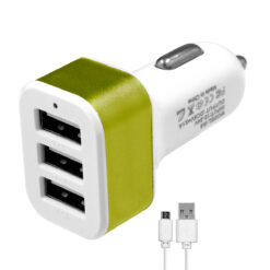 Alternative view of Globostar® 79502 Πράσινος Φορτιστής Αυτοκινήτου DC 12-24V με 3 Εξόδους USB DC 5V Max 3.1A 20W και Καλώδιο USB σε Type-C
