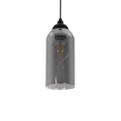 GLOBOSTAR® TUBE 206-0030 Μοντέρνο Κρεμαστό Φωτιστικό Οροφής με Ντουί 1 x E27 AC 220-240V IP20 – Μαύρο Φιμέ – Μ10 x Π10 x Υ24cm