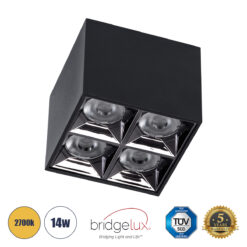 Alternative view of GLOBOSTAR® LUMINAR 60333 Downlight Σποτ LED 14W 1890lm 36° AC 220-240V IP20 Θερμό Λευκό 2700K - Osram SMD Chip & TÜV SÜD Driver - Μαύρο Ματ - Μ8.2 x Π8.2 x Υ6.6cm - 5 Χρόνια Εγγύηση