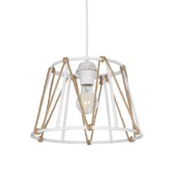 Alternative view of GLOBOSTAR® JUTE 203-0091 Μοντέρνο Κρεμαστό Φωτιστικό Οροφής με Ντουί 1 x E27 AC 220-240V IP20 - Λευκό & Μπεζ - Μ30 x Π30 x Υ23cm