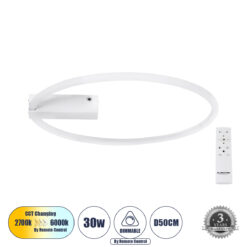 Alternative view of GLOBOSTAR® CINDERELLA 60981 Μοντέρνο Φωτιστικό Οροφής LED 30W 3360lm 360° AC 220-240V IP20 Ρυθμιζόμενο Λευκό CCT με Χειριστήριο από 2700K έως 6000K Dimmable - Lumileds SMD Chip - Λευκό Ματ - Μ50 x Π50 x Υ5cm - 3 Χρόνια Εγγύηση