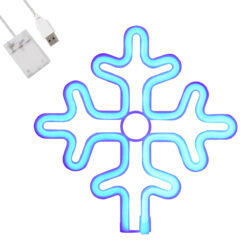 Alternative view of GloboStar® 78580 Φωτιστικό Ταμπέλα Φωτεινή Επιγραφή NEON LED Σήμανσης SNOWFLAKE 5W με Καλώδιο Τροφοδοσίας USB - Μπαταρίας 3xAAA (Δεν Περιλαμβάνονται) - Γαλάζιο