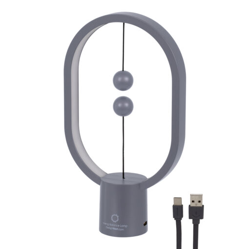GloboStar® 76545 Επιτραπέζιο Φωτιστικό Πορτατίφ LED 15W 1500lm 360° DC 5V IP20 Θερμό Λευκό 2700K Γκρι & Λευκό Πλαστικό – Μ14 x Π5.5 x Υ24.8cm – 2 Xρόνια Εγγύηση