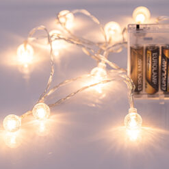 ΣΕΙΡΑ, 10 LED 5mm, ΑΚΡΥΛΙΚΕΣ ΔΙΑΦΑΝΕΣ ΜΠΑΛΕΣ 1.8cm, ΜΠΑΤΑΡΙΑΣ 3xAA, ΔΙΑΦΑΝΟ PVC ΚΑΛΩΔΙΟ, ΘΕΡΜΟ ΛΕΥΚΟ LED ΑΝΑ 15cm, ΠΡΟΕΚΤΑΣΗ ΠΑΡΟΧΗΣ 50cm, IP20 EUROLAMP 600-11248