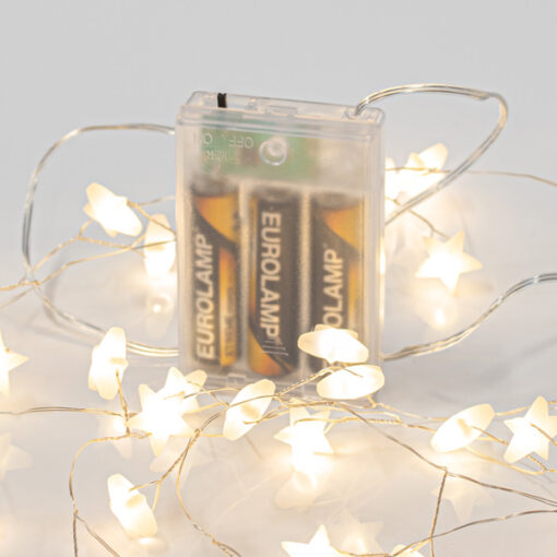 ΣΕΙΡΑ, 40 MINI LED, ΠΛΑΣΤΙΚΑ ΑΣΤΕΡΙΑ, ΜΠΑΤΑΡΙΑΣ 3xAA, ΧΡΟΝΟΔΙΑΚΟΠΤΗ, ΘΕΡΜΟ ΛΕΥΚΟ LED ΑΝΑ 3.5cm, ΠΡΟΕΚΤΑΣΗ ΠΑΡΟΧΗΣ 50cm, IP20 EUROLAMP 600-11468