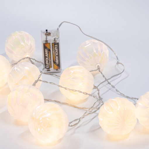 ΣΕΙΡΑ, 10 LED 5mm, ΛΕΥΚΕΣ ΑΝΑΓΛΥΦΕΣ ΜΠΑΛΕΣ, ΜΠΑΤΑΡΙΑΣ 2xAA, ΔΙΑΦΑΝΟ PVC ΚΑΛΩΔΙΟ, ΘΕΡΜΟ ΛΕΥΚΟ LED ΑΝΑ 15cm, ΠΡΟΕΚΤΑΣΗ ΠΑΡΟΧΗΣ 30cm, IP20 EUROLAMP 600-11477