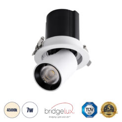 Alternative view of GLOBOSTAR® VIRGO-S 60302 Χωνευτό Κινούμενο Downlight Σποτ LED 7W 910lm 36° AC 220-240V IP20 Φυσικό Λευκό 4500K - Bridgelux COB Chip & TÜV SÜD Driver - Λευκό & Μαύρο Ματ - Μ9 x Π9 x Υ9cm / Q7.8cm - 5 Χρόνια Εγγύηση