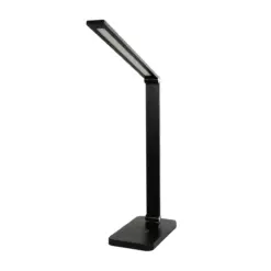 GLOBOSTAR® TEBLA 60482 Μοντέρνο Επιτραπέζιο Φωτιστικό Γραφείου με Ασύρματη Φόρτιση 5W 1A LED 5W 500lm 120° AC 220-240V IP20 Ρυθμιζόμενο Λευκό CCT με Αφή 2700K/4500K/6000K Dimmable - Bridgelux SMD Chip - Μαύρο - Μ11 x Π31 x Υ52cm - 2 Χρόνια Εγγύηση