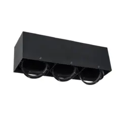 GLOBOSTAR® MAGMA 60628 Μοντέρνο Φωτιστικό Οροφής με Ντουί 3 x GU10 AC 220-240V IP20 - Μαύρο - Μ45 x Π15 x Υ13cm