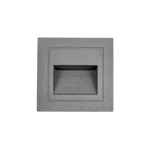 kelvo® STEPART KLV-101-0078 Χωνευτό Φωτιστικό Σκαλοπατιού / Διαδρόμου LED 3W 375lm 45° AC 220-240V Αδιάβροχο IP65 Θερμό Λευκό 2700K – Lumileds SMD Chip & TÜV SÜD Driver – Γκρι Ανθρακί Ματ – Μ8.5 x Π5 x Υ8.5cm / Q6.7 x 6.7cm – 5 Χρόνια Εγγύηση