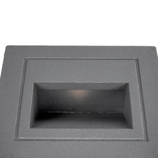 kelvo® STEPART KLV-101-0078 Χωνευτό Φωτιστικό Σκαλοπατιού / Διαδρόμου LED 3W 375lm 45° AC 220-240V Αδιάβροχο IP65 Θερμό Λευκό 2700K – Lumileds SMD Chip & TÜV SÜD Driver – Γκρι Ανθρακί Ματ – Μ8.5 x Π5 x Υ8.5cm / Q6.7 x 6.7cm – 5 Χρόνια Εγγύηση