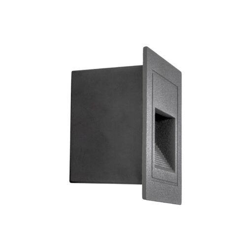 kelvo® STEPART KLV-101-0078 Χωνευτό Φωτιστικό Σκαλοπατιού / Διαδρόμου LED 3W 375lm 45° AC 220-240V Αδιάβροχο IP65 Θερμό Λευκό 2700K – Lumileds SMD Chip & TÜV SÜD Driver – Γκρι Ανθρακί Ματ – Μ8.5 x Π5 x Υ8.5cm / Q6.7 x 6.7cm – 5 Χρόνια Εγγύηση