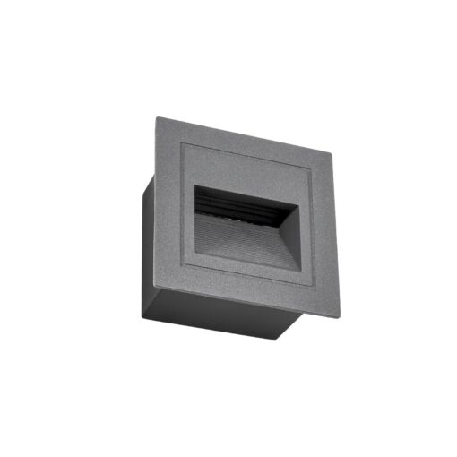 kelvo® STEPART KLV-101-0078 Χωνευτό Φωτιστικό Σκαλοπατιού / Διαδρόμου LED 3W 375lm 45° AC 220-240V Αδιάβροχο IP65 Θερμό Λευκό 2700K – Lumileds SMD Chip & TÜV SÜD Driver – Γκρι Ανθρακί Ματ – Μ8.5 x Π5 x Υ8.5cm / Q6.7 x 6.7cm – 5 Χρόνια Εγγύηση