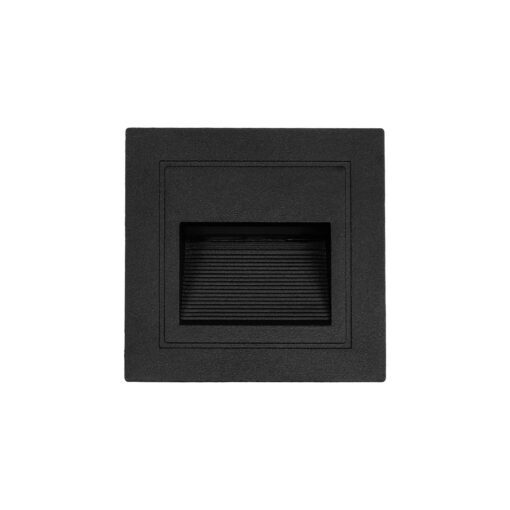 kelvo® STEPART KLV-101-0077 Χωνευτό Φωτιστικό Σκαλοπατιού / Διαδρόμου LED 3W 375lm 45° AC 220-240V Αδιάβροχο IP65 Θερμό Λευκό 2700K – Lumileds SMD Chip & TÜV SÜD Driver – Μαύρο Ματ – Μ8.5 x Π5 x Υ8.5cm / Q6.7 x 6.7cm – 5 Χρόνια Εγγύηση