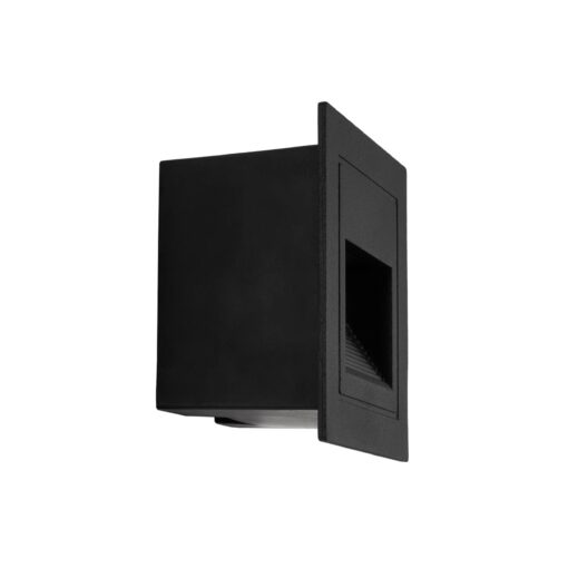 kelvo® STEPART KLV-101-0077 Χωνευτό Φωτιστικό Σκαλοπατιού / Διαδρόμου LED 3W 375lm 45° AC 220-240V Αδιάβροχο IP65 Θερμό Λευκό 2700K – Lumileds SMD Chip & TÜV SÜD Driver – Μαύρο Ματ – Μ8.5 x Π5 x Υ8.5cm / Q6.7 x 6.7cm – 5 Χρόνια Εγγύηση