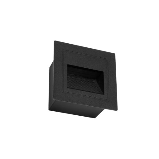 kelvo® STEPART KLV-101-0077 Χωνευτό Φωτιστικό Σκαλοπατιού / Διαδρόμου LED 3W 375lm 45° AC 220-240V Αδιάβροχο IP65 Θερμό Λευκό 2700K – Lumileds SMD Chip & TÜV SÜD Driver – Μαύρο Ματ – Μ8.5 x Π5 x Υ8.5cm / Q6.7 x 6.7cm – 5 Χρόνια Εγγύηση