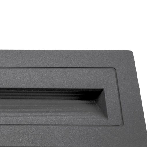 kelvo® STEPART KLV-101-0087 Χωνευτό Φωτιστικό Σκαλοπατιού / Διαδρόμου LED 4W 500lm 45° AC 220-240V Αδιάβροχο IP65 Θερμό Λευκό 2700K – Lumileds SMD Chip & TÜV SÜD Driver – Γκρι Ανθρακί Ματ – Μ21 x Π5.5 x Υ6.5cm / Q20.3 x 5.6cm – 5 Χρόνια Εγγύηση