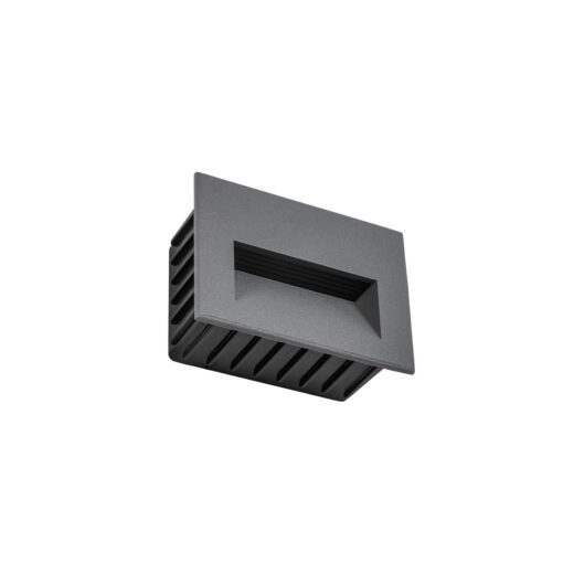 kelvo® STEPART KLV-101-0084 Χωνευτό Φωτιστικό Σκαλοπατιού / Διαδρόμου LED 3W 375lm 45° AC 220-240V Αδιάβροχο IP65 Θερμό Λευκό 2700K – Lumileds SMD Chip & TÜV SÜD Driver – Γκρι Ανθρακί Ματ – Μ11.5 x Π5.3 x Υ8.3cm / Q10.6 x 7.6cm – 5 Χρόνια Εγγύηση