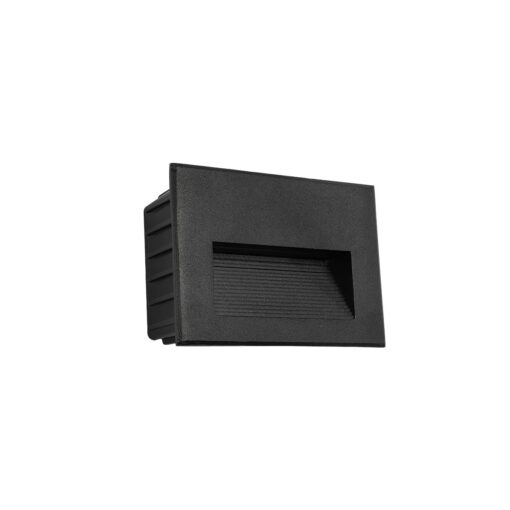 kelvo® STEPART KLV-101-0083 Χωνευτό Φωτιστικό Σκαλοπατιού / Διαδρόμου LED 3W 375lm 45° AC 220-240V Αδιάβροχο IP65 Θερμό Λευκό 2700K – Lumileds SMD Chip & TÜV SÜD Driver – Μαύρο Ματ – Μ11.5 x Π5.3 x Υ8.3cm / Q10.6 x 7.6cm – 5 Χρόνια Εγγύηση
