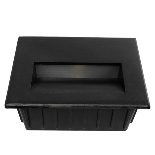 kelvo® STEPART KLV-101-0083 Χωνευτό Φωτιστικό Σκαλοπατιού / Διαδρόμου LED 3W 375lm 45° AC 220-240V Αδιάβροχο IP65 Θερμό Λευκό 2700K – Lumileds SMD Chip & TÜV SÜD Driver – Μαύρο Ματ – Μ11.5 x Π5.3 x Υ8.3cm / Q10.6 x 7.6cm – 5 Χρόνια Εγγύηση