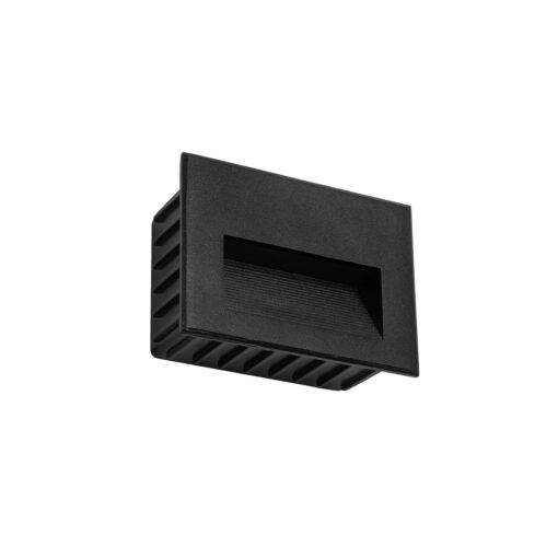 kelvo® STEPART KLV-101-0083 Χωνευτό Φωτιστικό Σκαλοπατιού / Διαδρόμου LED 3W 375lm 45° AC 220-240V Αδιάβροχο IP65 Θερμό Λευκό 2700K – Lumileds SMD Chip & TÜV SÜD Driver – Μαύρο Ματ – Μ11.5 x Π5.3 x Υ8.3cm / Q10.6 x 7.6cm – 5 Χρόνια Εγγύηση