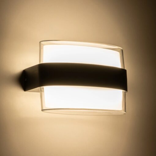 GLOBOSTAR® EMPIRE 60782 Μοντέρνο Φωτιστικό Τοίχου – Απλίκα LED 12W 1260lm 120° AC 220-240V Αδιάβροχο IP65 Φυσικό Λευκό 4500K – Bridgelux SMD Chip & TÜV SÜD Driver – Μαύρο Ματ – Μ18.5 x Π9 x Υ12cm – 3 Χρόνια Εγγύηση