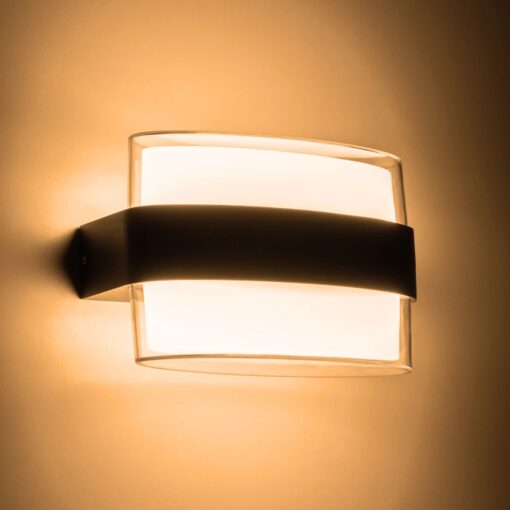 GLOBOSTAR® EMPIRE 60783 Μοντέρνο Φωτιστικό Τοίχου – Απλίκα LED 12W 1200lm 120° AC 220-240V Αδιάβροχο IP65 Θερμό Λευκό 2700K – Bridgelux SMD Chip & TÜV SÜD Driver – Μαύρο Ματ – Μ18.5 x Π9 x Υ12cm – 3 Χρόνια Εγγύηση