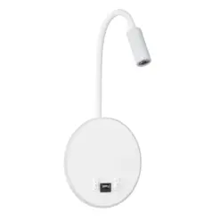 GLOBOSTAR® GOOSE 60881 Μοντέρνο Φωτιστικό Τοίχου - Απλίκα Ξενοδοχείου Reading Light με Φορτιστή USB 3A LED 6W 600lm 36° & 360° AC 220-240V IP20 Φυσικό Λευκό 4500K - CREE XPE & Lumileds SMD Chip & TÜV SÜD Driver - Λευκό Ματ - Μ15.5 x Π15 x Υ30.5cm - 3 Χρόνια Εγγύηση
