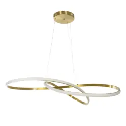Alternative view of GLOBOSTAR® DEXTER 60920 Μοντέρνο Κρεμαστό Φωτιστικό Οροφής LED 120W 13440lm 300° AC 220-240V IP20 Ρυθμιζόμενο Λευκό CCT με Χειριστήριο από 2700K έως 6000K Dimmable - Lumileds SMD Chip - Χρυσό Βούρτσας - Μ103 x Π103 x Υ30cm - 3 Χρόνια Εγγύηση
