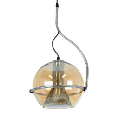 Alternative view of GLOBOSTAR® GLASSO 60927 Μοντέρνο Κρεμαστό Φωτιστικό Οροφής με Ντουί 1 x E27 AC 220-240V IP20 - Ασημί & Μελί - Μ27 x Π27 x Υ52cm