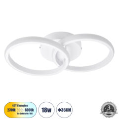 Alternative view of GLOBOSTAR® CORA 61059 Μοντέρνο Φωτιστικό Οροφής LED 18W 2160lm 300° AC 220-240V IP20 Ρυθμιζόμενο Λευκό CCT με On/Off 2700K/4500K/6000K - Lumileds SMD Chip - Λευκό Ματ - Μ36 x Π20.5 x Υ7cm - 3 Χρόνια Εγγύηση