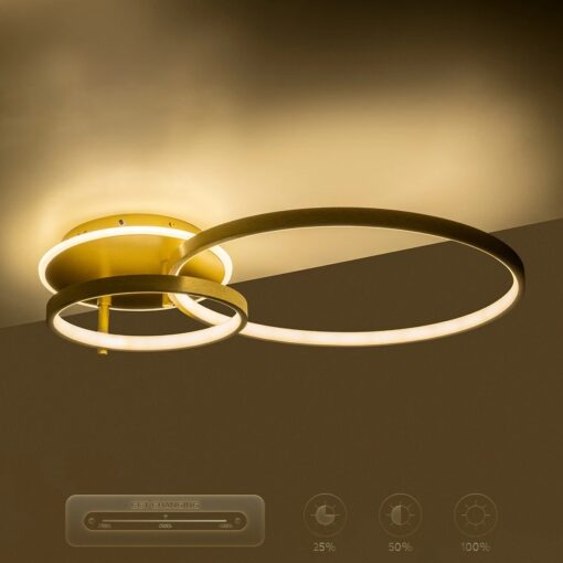 GLOBOSTAR® NEMESIS 61107 Μοντέρνο Φωτιστικό Οροφής LED 67W 7573lm 360° AC 220-240V IP20 Ρυθμιζόμενο Λευκό CCT με Χειριστήριο από 2700K έως 6000K Dimmable – Lumileds SMD Chip – Χρυσό Βούρτσας – Μ84 x Π45 x Υ13cm – 3 Χρόνια Εγγύηση