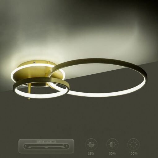 GLOBOSTAR® NEMESIS 61107 Μοντέρνο Φωτιστικό Οροφής LED 67W 7573lm 360° AC 220-240V IP20 Ρυθμιζόμενο Λευκό CCT με Χειριστήριο από 2700K έως 6000K Dimmable – Lumileds SMD Chip – Χρυσό Βούρτσας – Μ84 x Π45 x Υ13cm – 3 Χρόνια Εγγύηση
