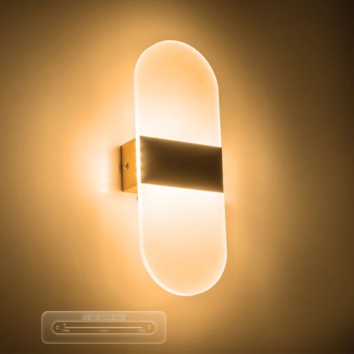 GLOBOSTAR® RARE 61338 Μοντέρνο Φωτιστικό Τοίχου – Απλίκα LED 5W 600lm 180° AC 220-240V IP20 Ρυθμιζόμενο Λευκό CCT με On/Off 2700K/4500K/6000K – Lumileds SMD Chip – Χρυσό Βούρτσας – Μ10 x Π4 x Υ27cm – 3 Χρόνια Εγγύηση