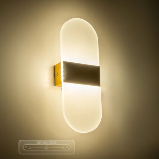 GLOBOSTAR® RARE 61338 Μοντέρνο Φωτιστικό Τοίχου – Απλίκα LED 5W 600lm 180° AC 220-240V IP20 Ρυθμιζόμενο Λευκό CCT με On/Off 2700K/4500K/6000K – Lumileds SMD Chip – Χρυσό Βούρτσας – Μ10 x Π4 x Υ27cm – 3 Χρόνια Εγγύηση