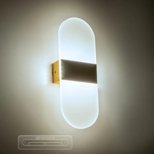 GLOBOSTAR® RARE 61338 Μοντέρνο Φωτιστικό Τοίχου – Απλίκα LED 5W 600lm 180° AC 220-240V IP20 Ρυθμιζόμενο Λευκό CCT με On/Off 2700K/4500K/6000K – Lumileds SMD Chip – Χρυσό Βούρτσας – Μ10 x Π4 x Υ27cm – 3 Χρόνια Εγγύηση