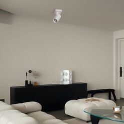 kelvo® SPOTA KLV-101-0135 Κινούμενο Φωτιστικό Σποτ Οροφής για Λάμπα MR16 με Ντουί GU10 AC 220-240V IP20 – Λευκό Ματ – Μ7 x Π6 x Υ14cm