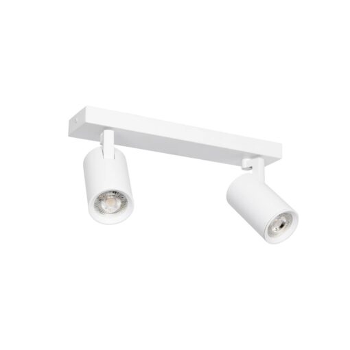 kelvo® SPOTA KLV-101-0137 Κινούμενο Φωτιστικό Σποτ Οροφής για 2 Λάμπες MR16 με Ντουί GU10 AC 220-240V IP20 – Λευκό Ματ – Μ30 x Π6 x Υ14.5cm