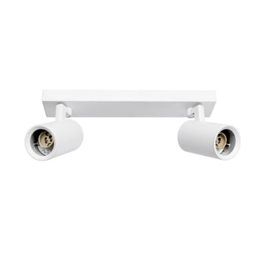 kelvo® SPOTA KLV-101-0137 Κινούμενο Φωτιστικό Σποτ Οροφής για 2 Λάμπες MR16 με Ντουί GU10 AC 220-240V IP20 – Λευκό Ματ – Μ30 x Π6 x Υ14.5cm