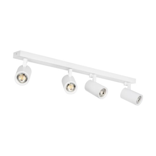 kelvo® SPOTA KLV-101-0141 Κινούμενο Φωτιστικό Σποτ Οροφής για 4 Λάμπες MR16 με Ντουί GU10 AC 220-240V IP20 – Λευκό Ματ – Μ64 x Π6 x Υ14cm
