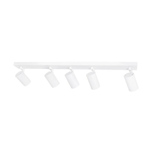 kelvo® SPOTA KLV-101-0143 Κινούμενο Φωτιστικό Σποτ Οροφής για 5 Λάμπες MR16 με Ντουί GU10 AC 220-240V IP20 – Λευκό Ματ – Μ79.5 x Π6.3 x Υ14cm