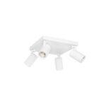kelvo® SPOTA KLV-101-0147 Κινούμενο Φωτιστικό Σποτ Οροφής για 4 Λάμπες MR16 με Ντουί GU10 AC 220-240V IP20 – Λευκό Ματ – Μ26 x Π26 x Υ14cm