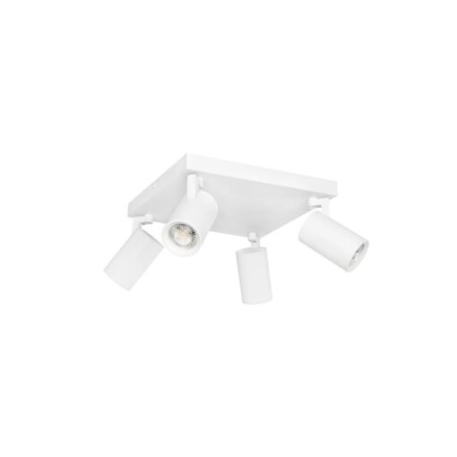 kelvo® SPOTA KLV-101-0147 Κινούμενο Φωτιστικό Σποτ Οροφής για 4 Λάμπες MR16 με Ντουί GU10 AC 220-240V IP20 – Λευκό Ματ – Μ26 x Π26 x Υ14cm