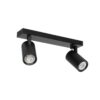 kelvo® SPOTA KLV-101-0136 Κινούμενο Φωτιστικό Σποτ Οροφής για 2 Λάμπες MR16 με Ντουί GU10 AC 220-240V IP20 – Μαύρο Ματ – Μ30 x Π6 x Υ14.5cm